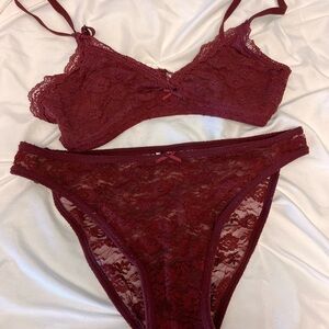 Brandy Melville burgundy Elegant Lace Burgundy Lingerie Set